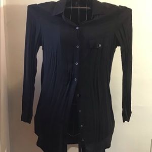 Forever 21 button down tunic blouse - black